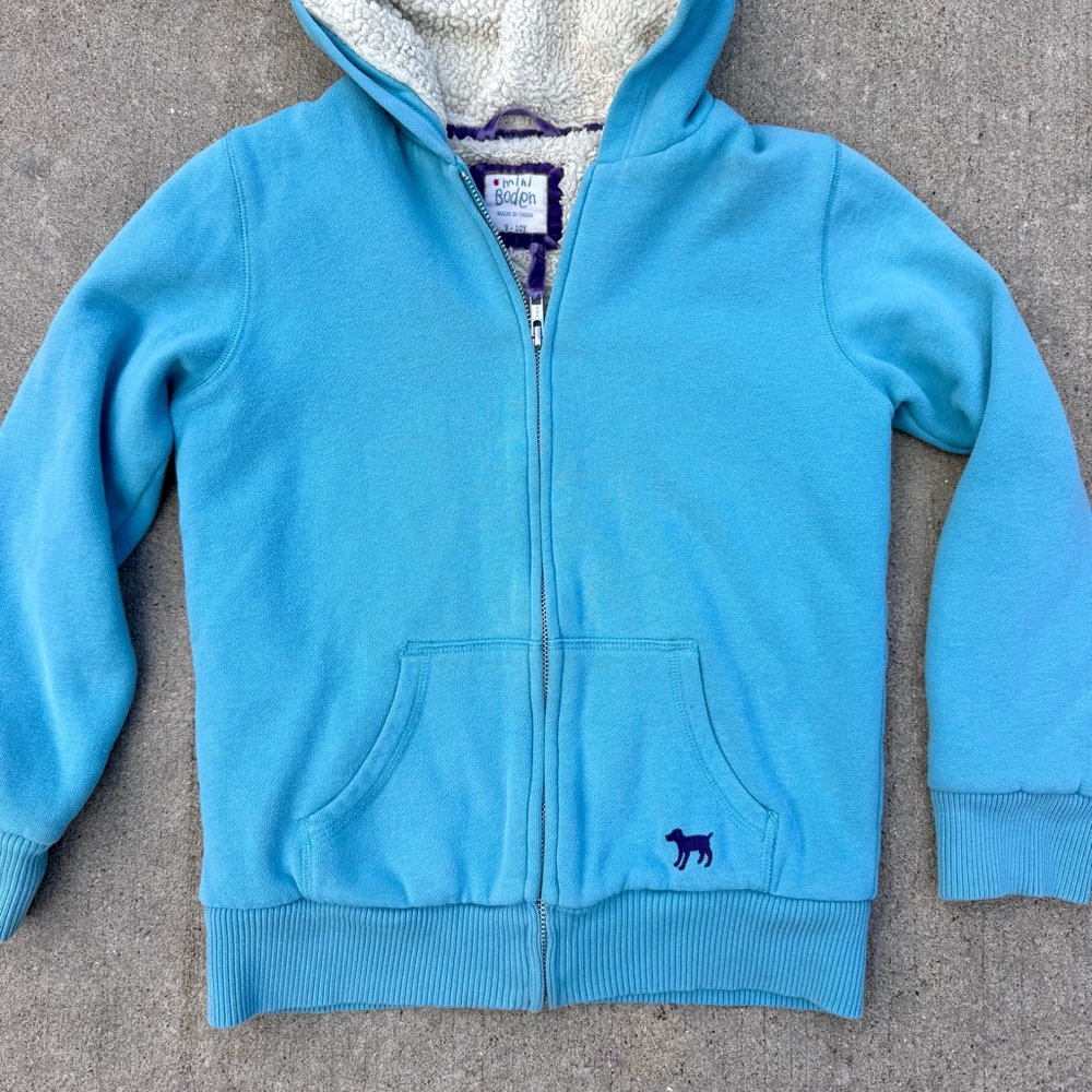 Girl’s/Kid’s Mini Boden Full Zip Hooded Fleece Sweatshirt Size 9-10Y - Picture 2 of 9
